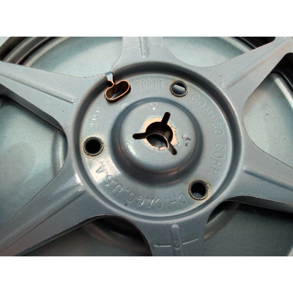 Compco Corp Lot (3) 8mm Blue Metal Reel & Canister Empty 5" 200 Ft + 16mm - Picture 2 of 4